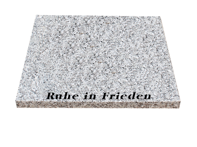 Granitplatte 60x50x3 cm grau poliert mit gravierter Inschrift